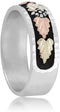 Tri-Tone Leaf Antiqued Band, Sterling Silver, 12k Green and Rose Gold Black Hills Gold Motif, Size 4.5