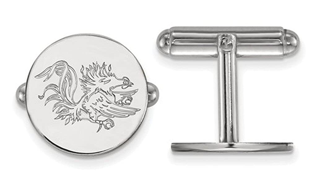 Rhodium-Plated Sterling Silver University Of South Carolina Cuff Links, 15MM