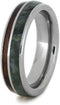 Nephrite Jade, Natural Redwood 5mm Comfort-Fit Titanium Wedding Band, Size 14