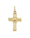 Youth Cross with Heart 14k Yellow Gold Pendant (13X10MM)