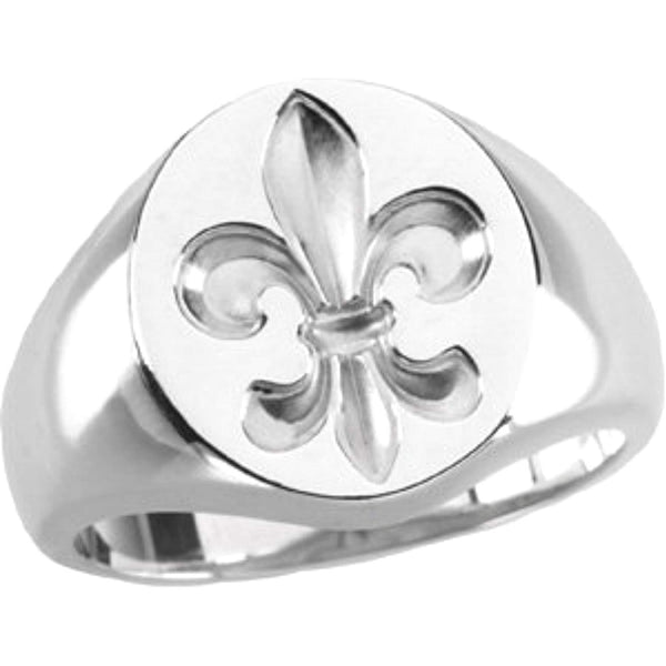 Sterling Silver Fleur de Lis Signet Ring, Size 11