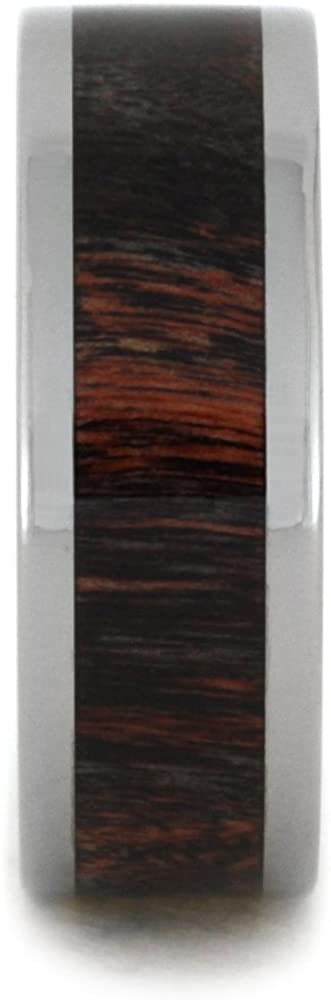 Red and Black Poplar Wood 8mm Comfort-Fit Titanium Wedding Band, Size 4.25