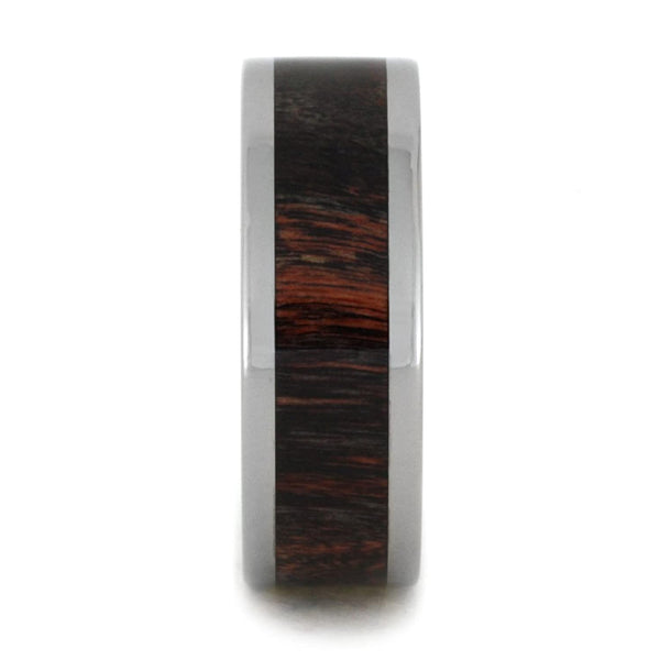 Red and Black Poplar Wood 8mm Comfort-Fit Titanium Wedding Band, Size 4