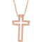 Open Cross 14k Rose Gold Necklace, 18" (15.70X9.90 MM)