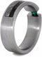 Emerald, Dinosaur Bone, Gibeon Meteorite, 14k White Gold 6mm Comfort-Fit Brushed Titanium Wedding Band, Size 10.75