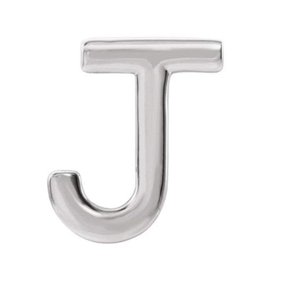 Platinum Initial Letter 'J' Stud Earring (Single Earring)