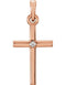 Diamond Inset Cross 14k Rose Gold Pendant (.01 Ct, G-H Color, I1 Clarity)