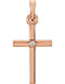 Diamond Inset Cross 14k Rose Gold Pendant (.015 Ct, G-H Color, I1 Clarity)