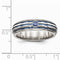 Edward Mirell Titanium Triple Groove Blue Anodized and Sapphire 6mm Wedding Band