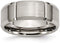 Rhodium-Plated Brushed Titanium Grooved Beveled Edge 8mm Comfort-Fit Band, Size 10