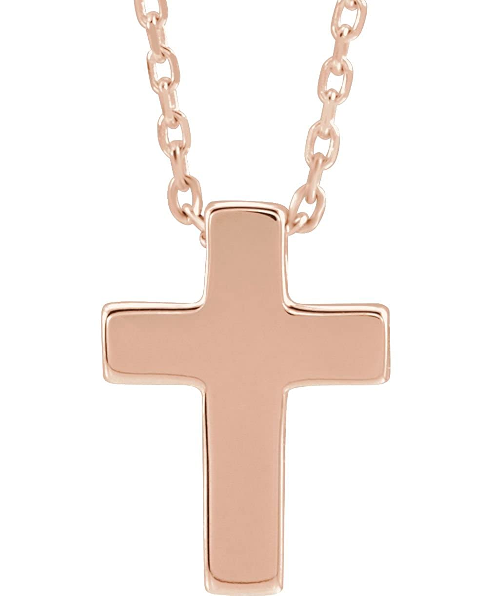 Petite Cross 14k Rose Gold Pendant Necklace 16" and 18"