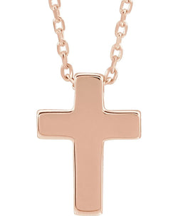 Petite Cross 14k Rose Gold Pendant Necklace 16" and 18"