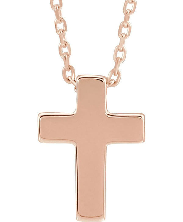 Petite Cross 14k Rose Gold Pendant Necklace 16" and 18"