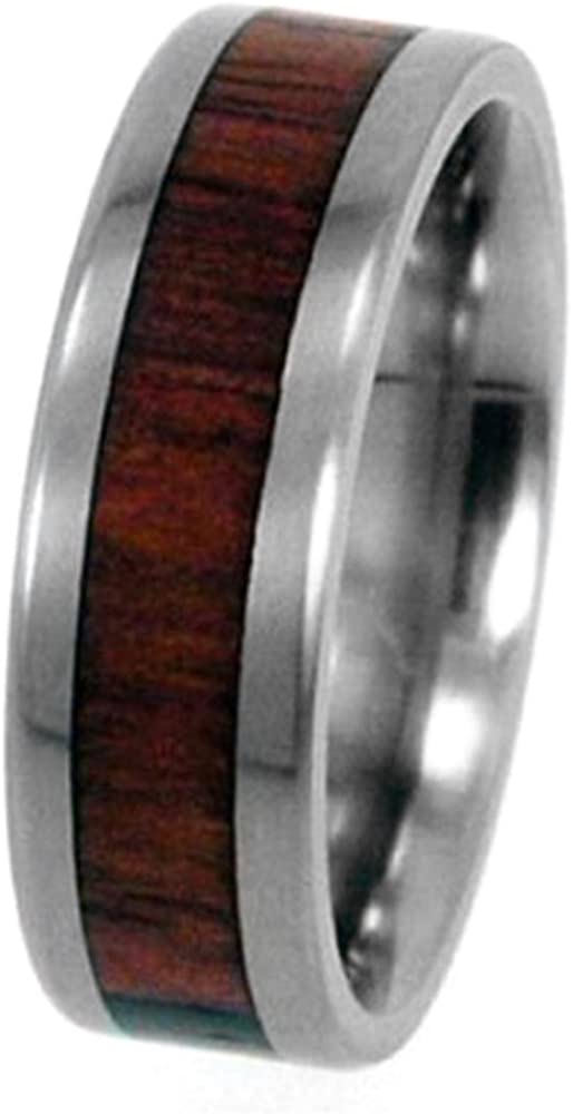 Macassar Ebony Wood Inlay 8mm Comfort Fit Titanium Wedding Band, Size 4.25