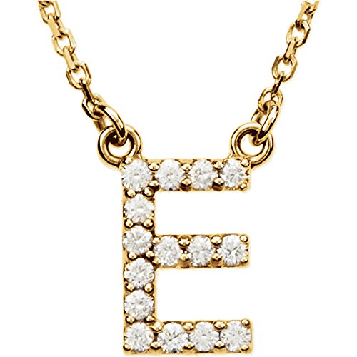 14k Yellow Gold Diamond Initial 'E' 1/6 Cttw Necklace, 16" (GH Color, I1 Clarity)