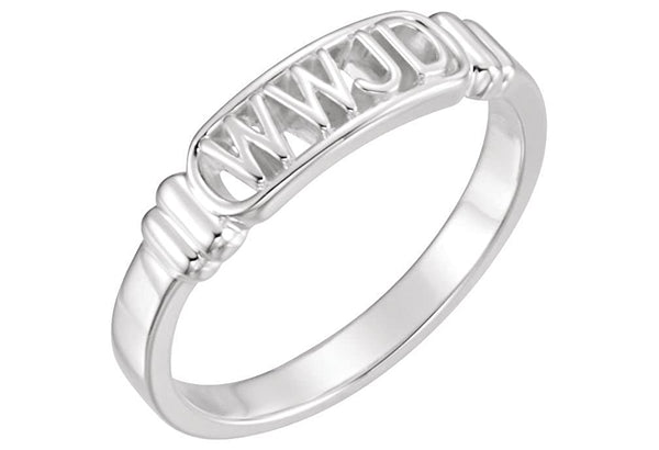 14K White Gold 'What Would Jesus Do' WWJD Ring