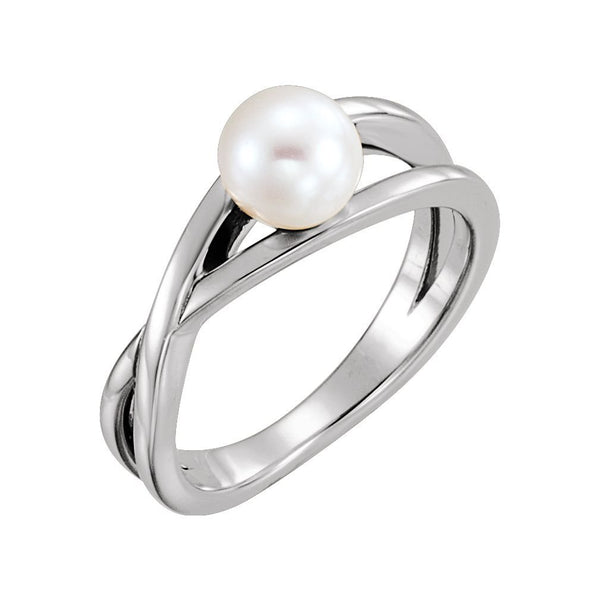 Platinum Freshwater Cultured Pearl Solitaire Ring (6-6.5mm) Size 7