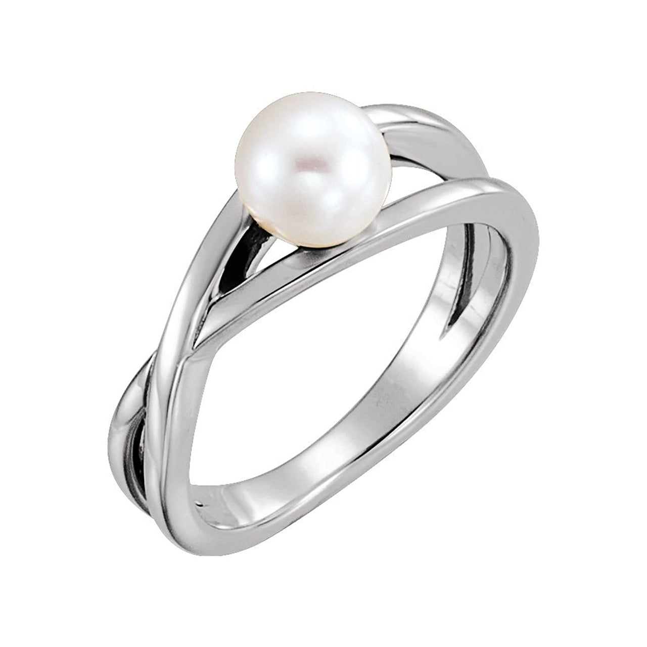 Platinum Freshwater Cultured Pearl Solitaire Ring (6-6.5mm)