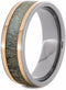 Deer Antler, 14k Rose Gold Pinstripes 7mm Comfort-Fit Titanium Wedding Band, Size 8.75