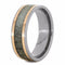 Deer Antler, 14k Rose Gold Pinstripes 7mm Comfort-Fit Titanium Wedding Band, Size 13.25