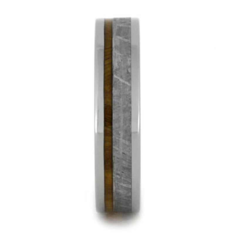Gibeon Meteorite, Lignum Vitae Wood 5mm Comfort-Fit Titanium Wedding Band