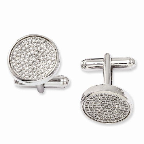 Sterling Silver and Cubic Zirconia Brilliant Embers Coin Cuff Links