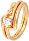 Ave 369 Diamond with Leaves Engagement Ring, 10K Yellow Gold, 12k Green and Rose Gold Black Hills Gold Motif