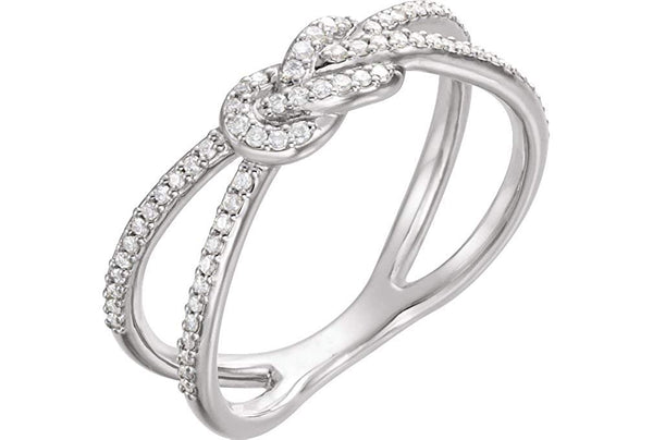 Platinum Diamond Knot Comfort-Fit Ring (1/5 Ctw, Color G-H, Clarity SI2-SI3), Size 7