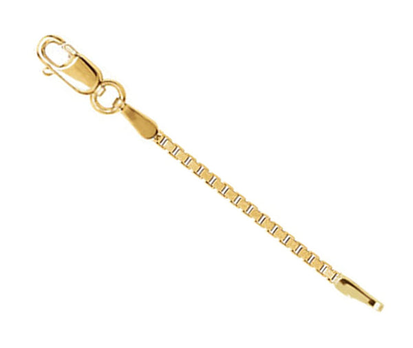 14k Yellow Gold 1.75mm Box Chain, Extender Safety Chain, 2.25"