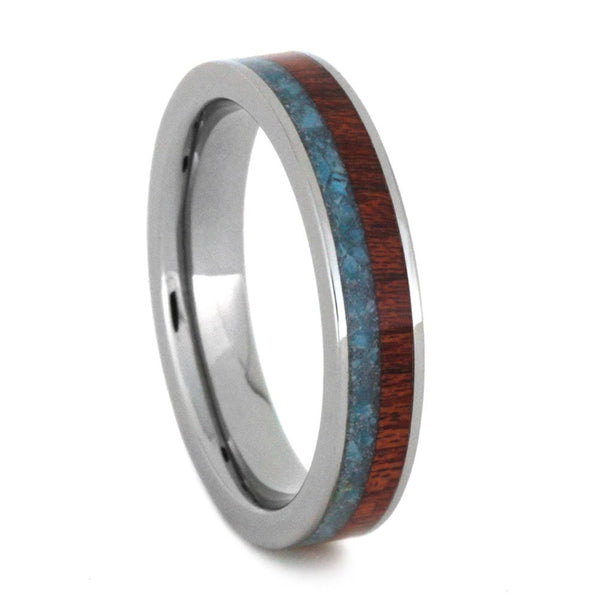 Turquoise, Bloodwood 4mm Comfort-Fit Titanium Wedding Band