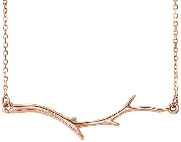 Branch Bar 14k Rose Gold Necklace, 16"