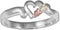 Petite Heart Bypass Ring, Sterling Silver, 12k Green and Rose Gold Black Hills Gold Motif, Size 4.5