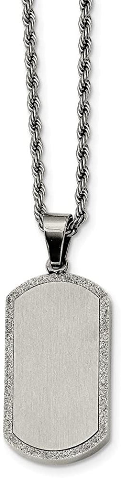 Men's Stainless Steel Laser-Cut Dog Tag Pendant Necklace, 22"