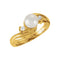 White Akoya Cultured Pearl and Diamond Bypass Ring, 14k Yellow Gold (6.50mm) (.125Ctw, G-H Color, I1 Clarity)