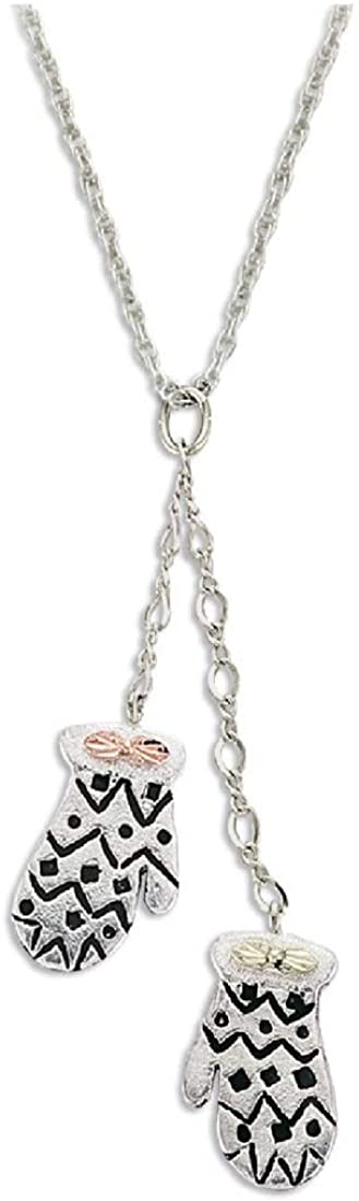 Rhodium-Plated Sterling Silver Mittens Pendant, 12k Rose and Green Gold Black Hills Gold