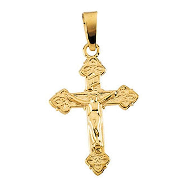 Child's Trefoil Crucifix 14k Yellow Gold Pendant (18X13MM)