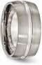 Brushed Titanium 10mm Grooved Comfort-Fit Band, Size 9.5