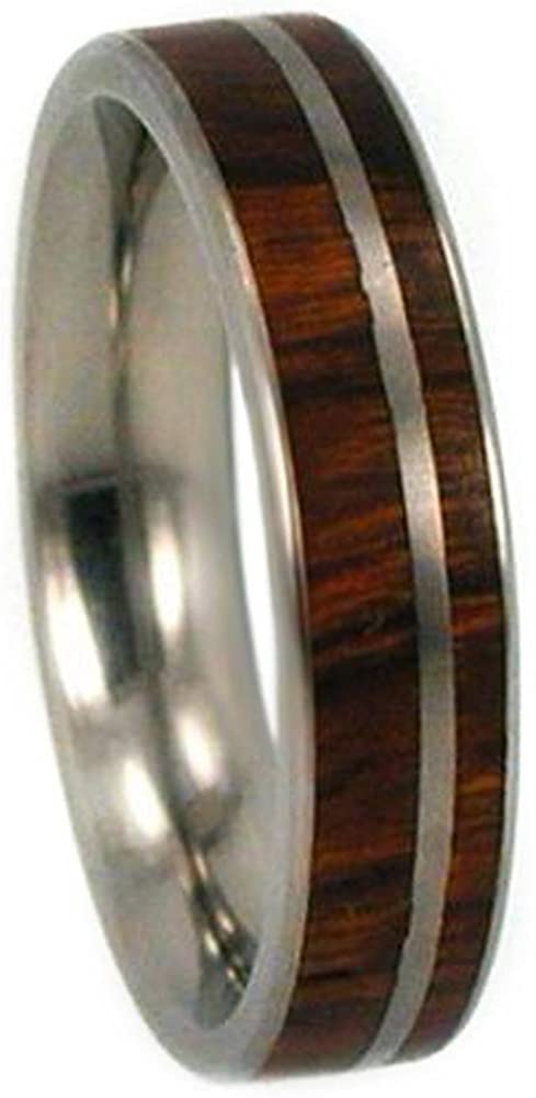 The Men's Jewelry Store (Unisex Jewelry) Ironwood Inlay, Titanium Pinstripe 5mm Comfort Fit Slender Ring, Size 10