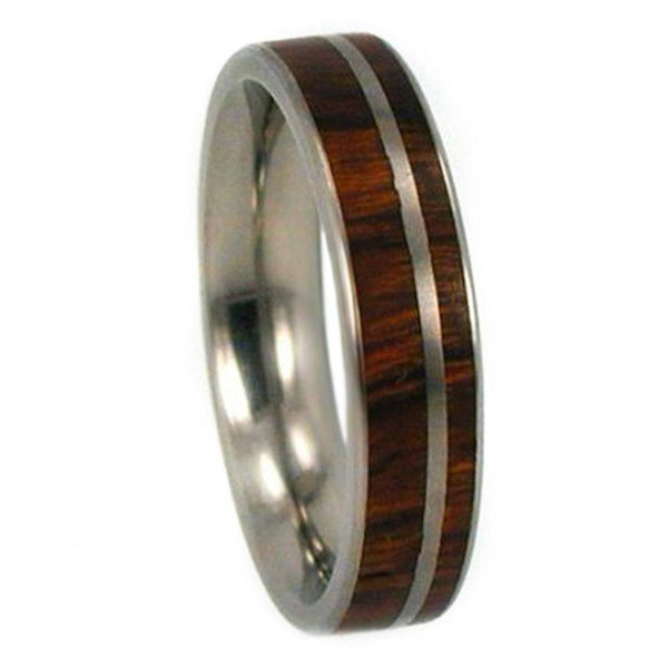 The Men's Jewelry Store (Unisex Jewelry) Ironwood Inlay, Titanium Pinstripe 5mm Comfort Fit Slender Ring