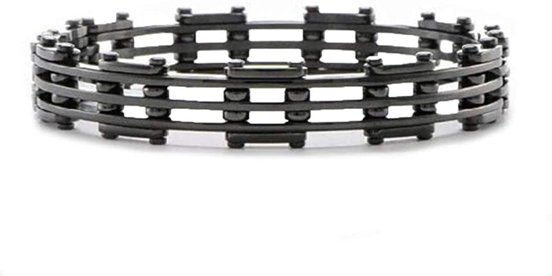 Men's Stainless Steel 10mm Black IP Link Bracelet, 8.5 Inches