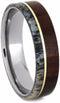 Ironwood, Deer Antler, 14k Yellow Gold 6.5mm Comfort-Fit Titanium Wedding Band, Size 5.75