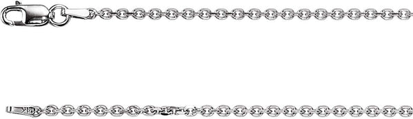 1.75mm Sterling Silver and Solid Diamond Cut Cable Chain, 16"