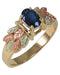 Sapphire Oval Petite Leaf Ring, 10k Yellow Gold, 12k Green and Rose Gold Black Hills Gold Motif