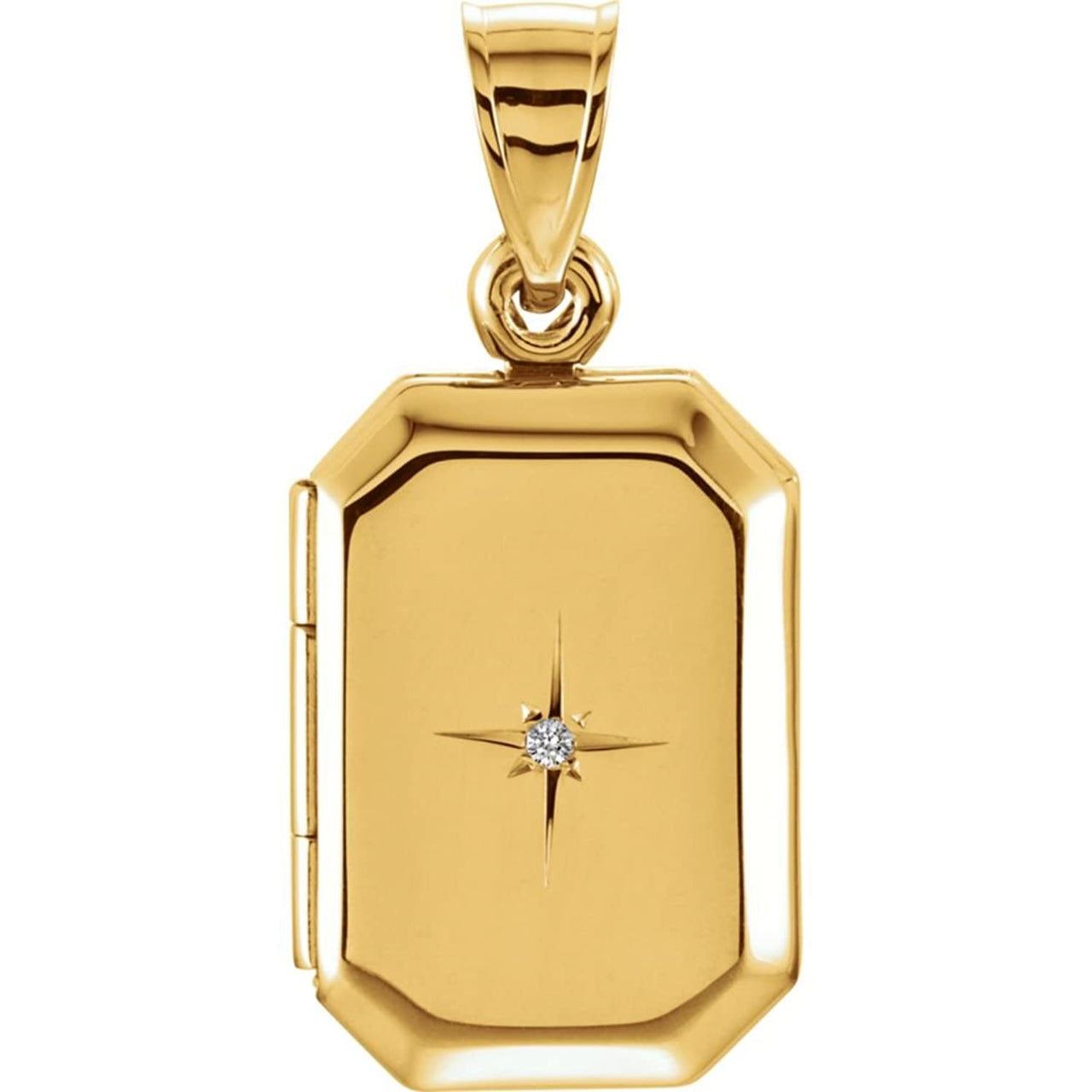 14k Yellow Gold Rectangle Diamond Statement Locket