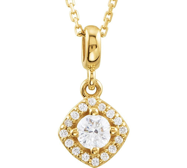 Diamond Halo Round Pendant Necklace in 14k Yellow Gold, 18" (1/3 Cttw)