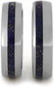 Lapis Lazuli Comfort-Fit His and Hers Titanium Wedding Band Set, M14.5-F7