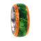 Green and Gold Box Elder Burl 8mm Comfort Fit Matte Titanium Band, Size 11