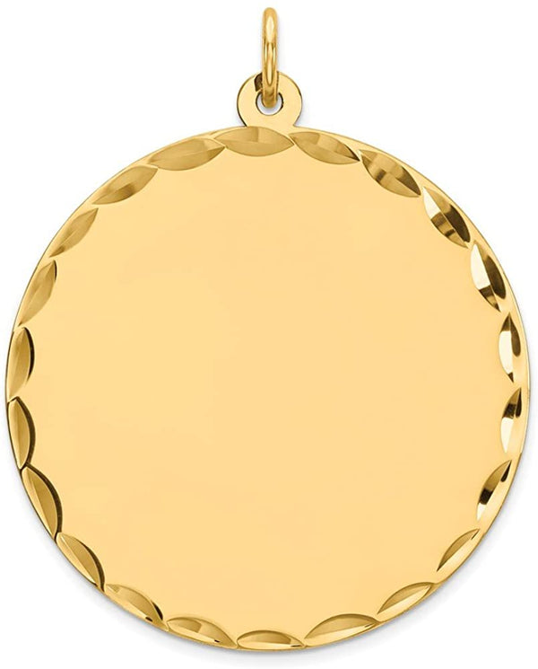 Gold-Plated Sterling Silver Diamond-Cut Edge Round Disc Charm (36X29MM)