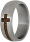 Cross Koa Wood Inlay 8mm Comfort-Fit Matte Titanium Wedding Band, Size 7.75