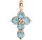 Round Aquamarine Cross 14k Rose Gold Pendent (11.50X6.15 MM)